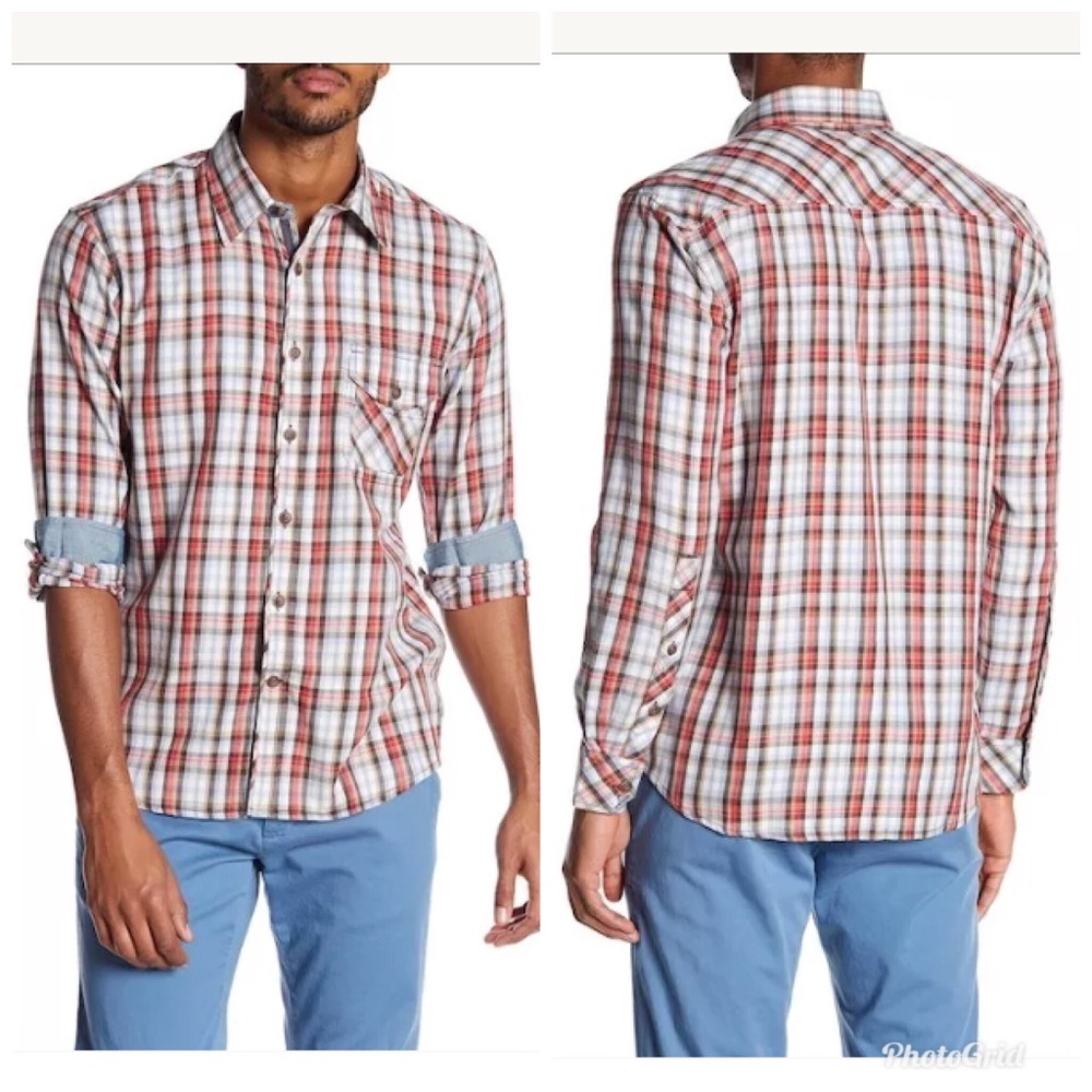 NWT ROAD APPAREL Banks Plaid Slim Fit Shirt XL